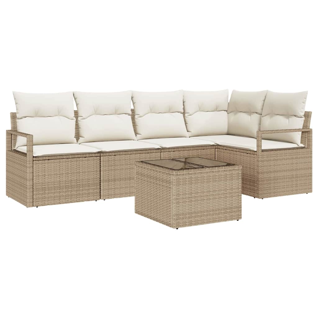 Garten-Sofa-Set mit Kissen mit Speicher 6 pcs Beige und Creme
